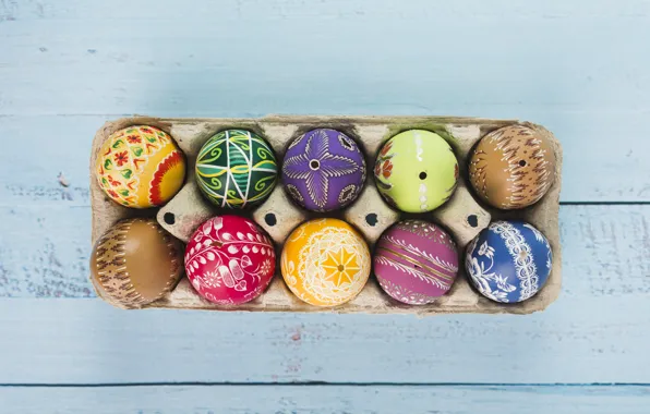 Картинка весна, colorful, Пасха, wood, spring, Easter, eggs, decoration