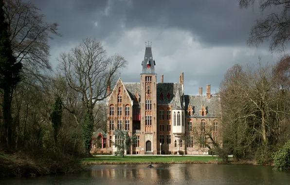 Castle, Trees, Top of Castle is a head, Dark Clouds