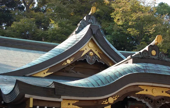 Картинка храм, Japan, Япония, крыша дома