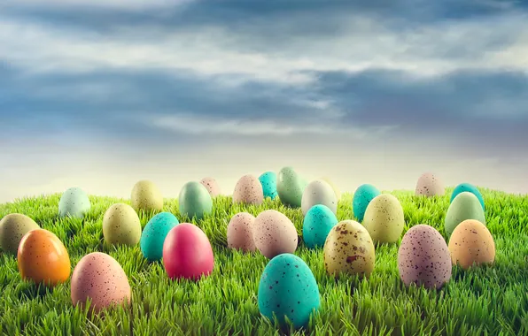 Картинка цветы, яйца, весна, colorful, Пасха, happy, flowers, spring