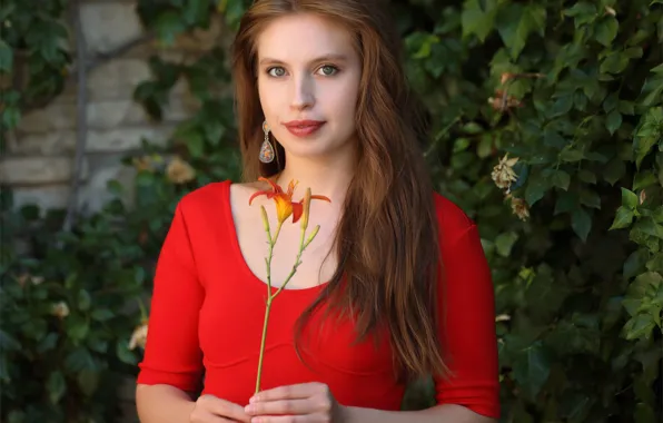 Flower, hot girl, model, awesome, greenery, outside, sexy woman, photoshoot