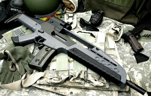 Gun, pistol, weapon, rifle, helmet, ammunition, grenade, assaul rifle