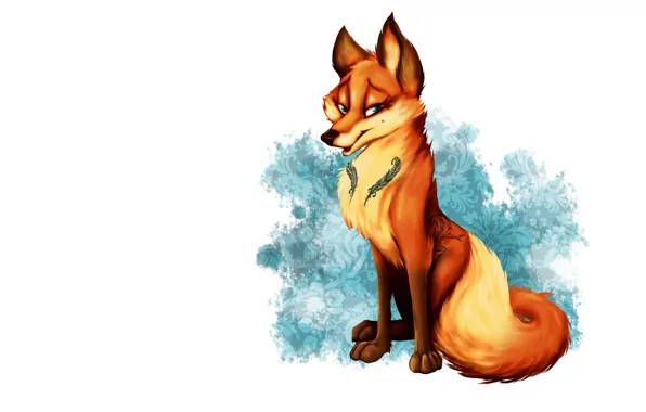 Животное, арт, лиса, рыжая, fox