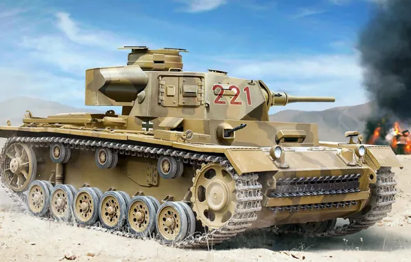 Германия, вермахт, немецкий средний танк, DAK, Auletta, Африканский Корпус, Pz.III Ausf.J, Pz.Kpfw.III Ausf.J