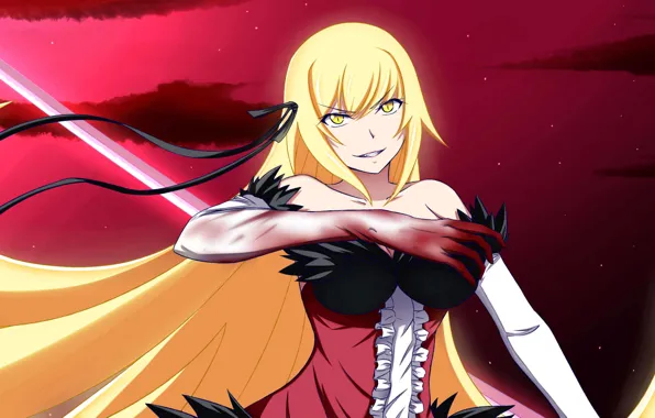 Anime, bakemonogatari, oshino shinobu, истории монстров, кровь., kissshot acerolaorion heartunderblade