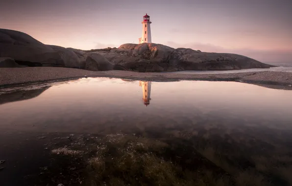 Landscape, sunrise, lighthouse, nova scotia