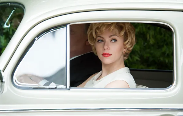 Картинка взгляд, актриса, блондинка, автомобиль