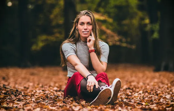 Картинка осень, девушка, природа