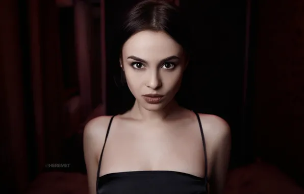 Girl, long hair, dress, brown eyes, photo, photographer, model, lips