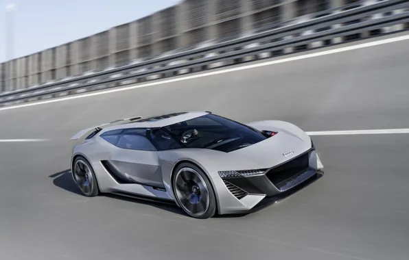 Серый, движение, Audi, скорость, 2018, PB18 e-tron Concept