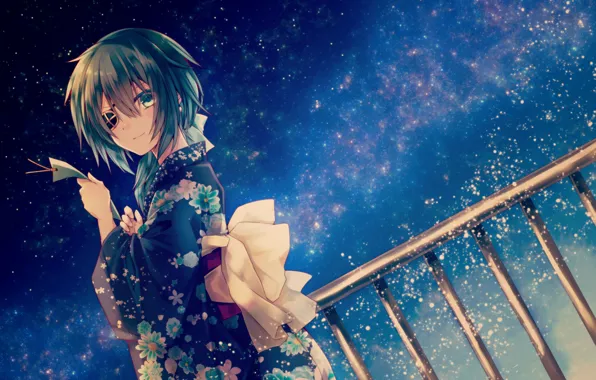Девушка, ночь, аниме, арт, юката, Kantai Collection, Флотская Коллекция