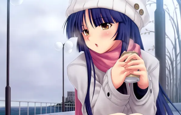Kawaii, girl, blush, anime, pretty, scarf, japanese, sugoi