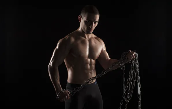 Muscle, man, men, body, sports, guy, chains, strong