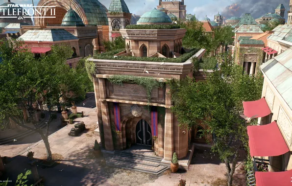 Деревья, город, здания, архитектура, Star Wars Battlefront