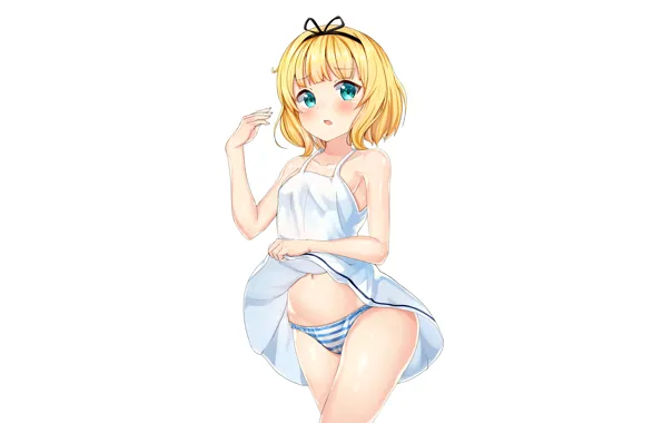 Girl, sexy, lingerie, pantsu, panties, green eyes, dress, anime