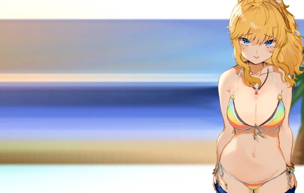 Girl, sexy, cleavage, long hair, boobs, anime, beautiful, pretty