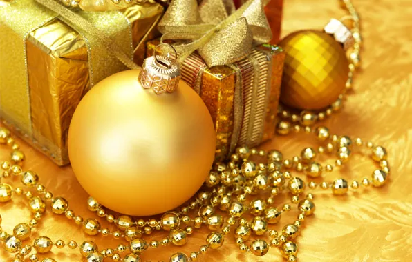 Украшения, Новый Год, Рождество, gold, Christmas, золотые, decoration, Merry