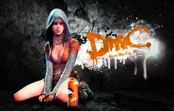 Картинка girl, game, graffiti, art, background, DmC, Devil May Cry, Kat
