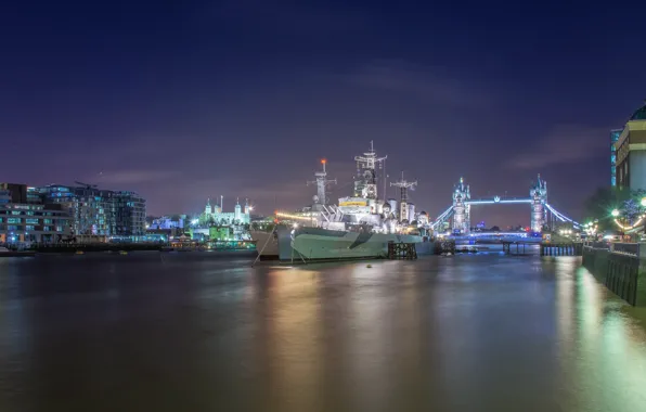 Картинка ночь, Лондон, корабли