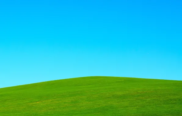 Картинка небо, трава, минимализм, холм