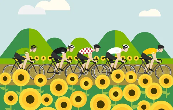 Спорт, рисунок, велосипедисты, Пелотон, Тур де Франс