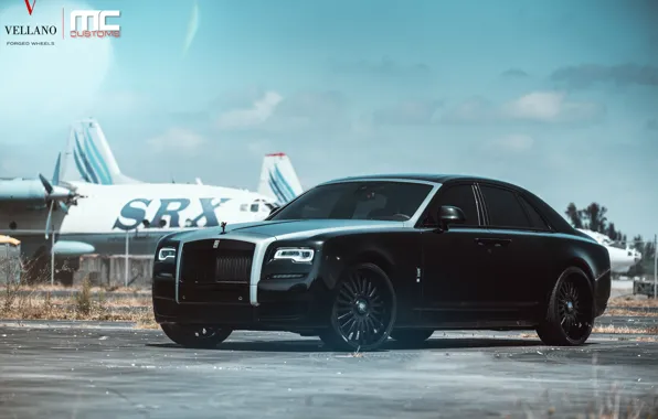 Картинка Rolls Royce, Ghost, Black, Wheels, Vellano