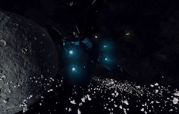 Космос, осколки, планета, звездолет, Star Citizen, Khartu-Al