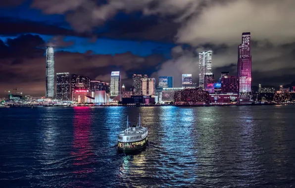 Картинка night, china, Hong Kong, Star Ferry