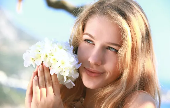 Картинка девушка, цветы, модель, блондинка, Erica B