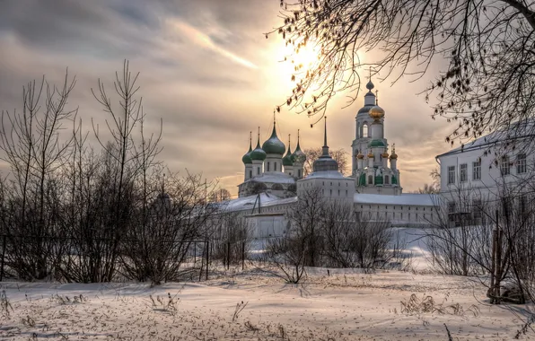 Картинка зима, закат, Свято-Введенский Толгский женский монастырь