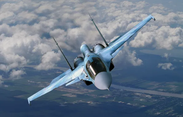 Картинка Небо, истребитель Су-34
