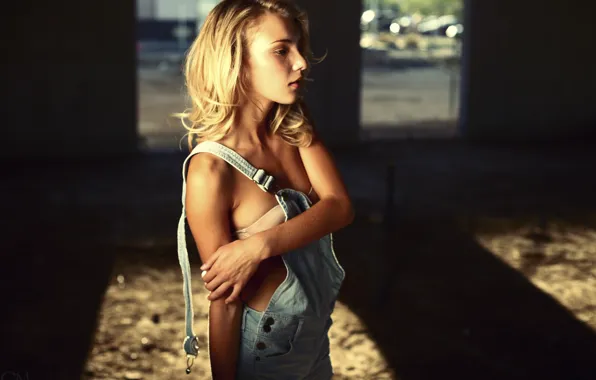 Girl, woman, model, blonde, suit, female, Rachel Yampolsky, overall