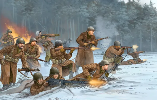 Картинка арт, солдаты, Бельгия, США, game, the, Division, Flames of War