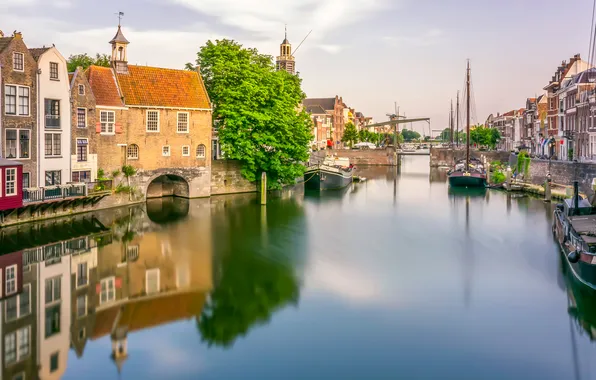 Картинка причал, Нидерланды, водный канал, Роттердам