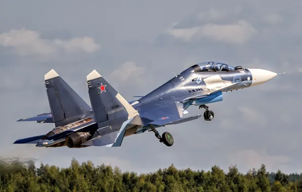 Картинка небо, взлёт, многоцелевой истребитель, Су-30СМ, Su-30SM, МА ВМФ России, поколение 4+