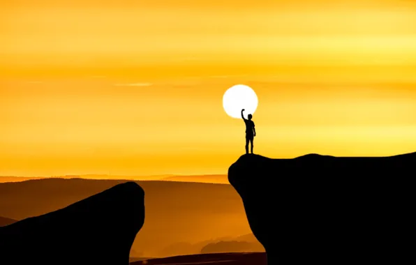 Sunset, sun, landscape background