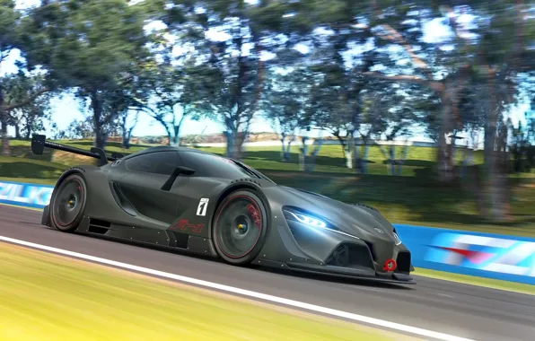 Car, Concept, в движении, render, race, Gran Turismo, Toyota FT-1