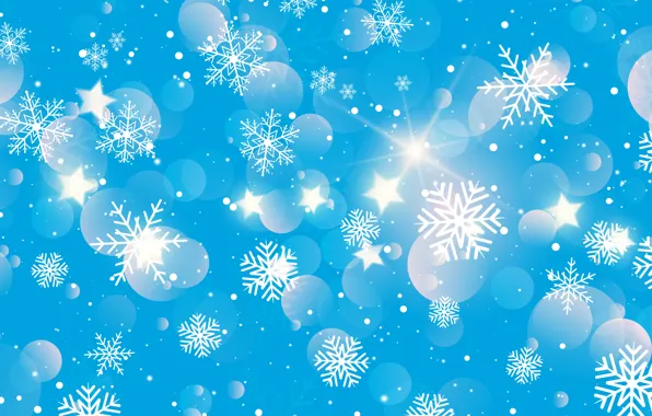 Зима, снег, снежинки, фон, голубой, Christmas, blue, winter