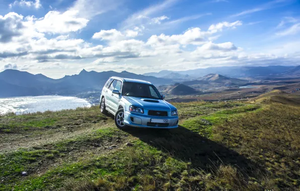 Море, небо, голубой, вид, turbo, крым, subaru, cross