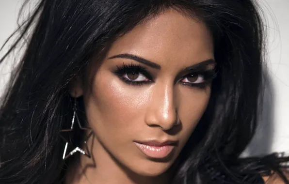 Лицо, волосы, портрет, макияж, Nicole Scherzinger, певица, Николь Шерзингер, причёска