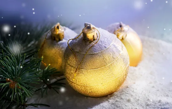 Картинка ель, merry christmas, праздник, золотой, new year, елочный шар, новый год, елка