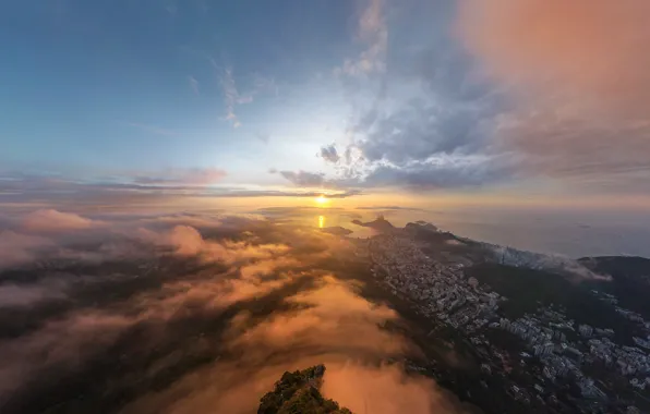 Картинка город, восход, Солнце, Рио-де-Жанейро, Rio de Janeiro