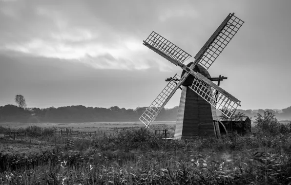Windmill, countryside, farm