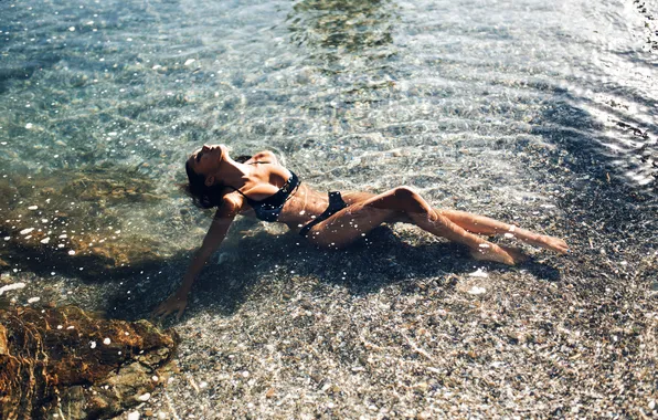 Купальник, вода, девушка, бикини