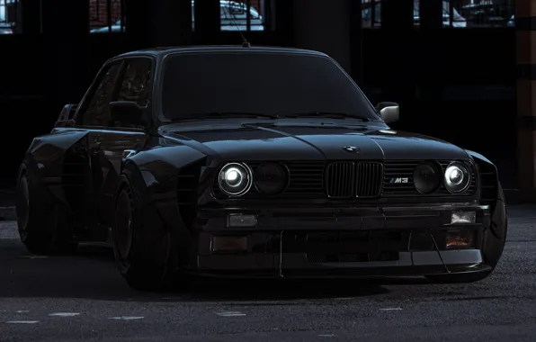 Картинка BMW, Coupe, render, E30, обвес, M3, расширители колёсных арок