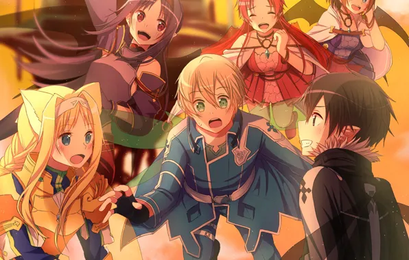 Девушки, Kirito, Asuna Yuuki, Eugeo, Alice Zuberg, Kazuto Kirigaya, Мастера Меча Онлайн: Алисизация, Sword Art …