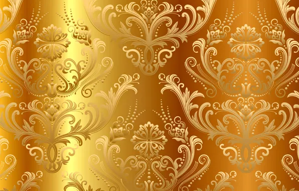 Картинка фон, золото, узор, vector, golden, орнамент, vintage, background