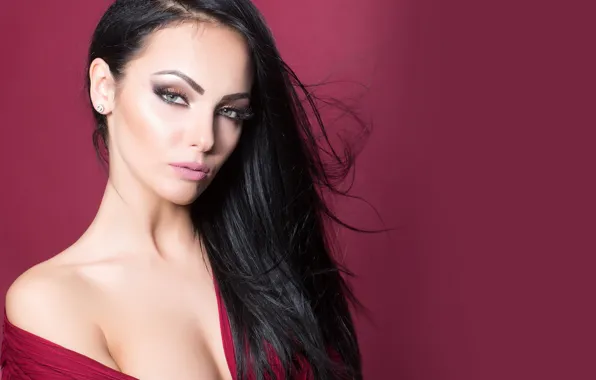 Картинка взгляд, лицо, фон, модель, волосы, макияж, красавица