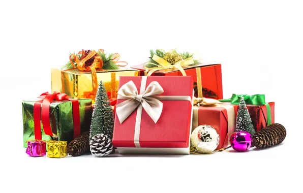 Картинка подарок, игрушка, новый год, шишки, декор