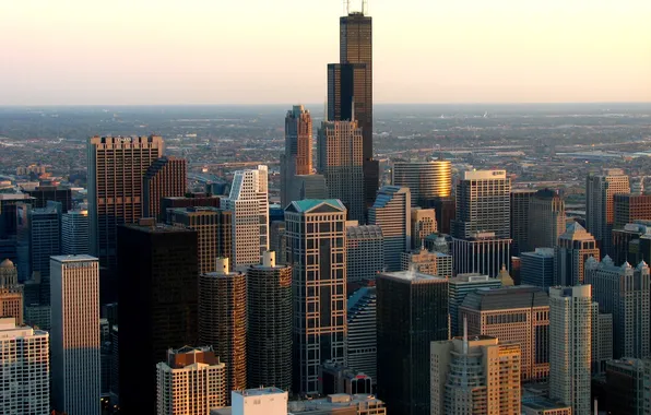 Небо, здания, небоскребы, USA, америка, чикаго, Chicago, сша